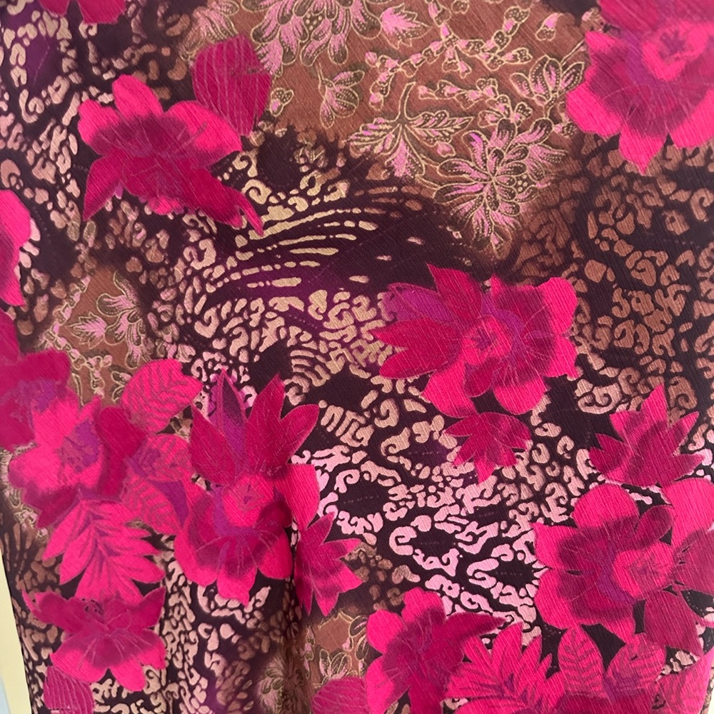 Y2K Pink and Brown Floral Pencil Skirt - Picture 2 of 3
